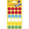Etiket Avery ass. farver Ø18mm 3089 96stk/pak
