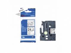 Labeltape Brother TZe-R251 24mmx4m sort p&aring; hvid satin