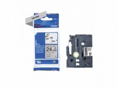 Labeltape Brother TZe-R951 24mmx4m sort p&aring; s&oslash;lv satin