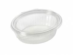 Plastbakke m/h&aelig;ngslet l&aring;g R-PET oval 1000ml 97013 50stk/pak