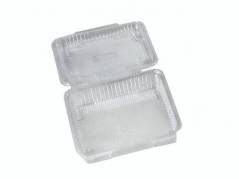 Plastbakke m/h&aelig;ngslet l&aring;g 1100ml kage&aelig;ske 200stk/kar