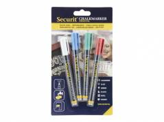 Chalkmarker Securit ass. farve 1-2mm 4stk/pak