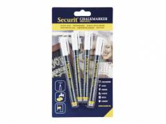 Chalkmarker Securit hvid 1-2mm 4stk/pak