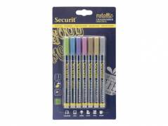 Chalkmarker Securit metallic farver 1-2mm 7stk/pak