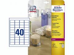 Laseretiket Avery Crystal Clear 45,7x25,4mm 40/ark 25ark/pak