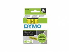 Labeltape DYMO D1 45018 S0720580 12mmx7m sort p&aring; gul