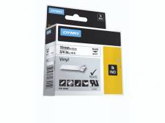 Labeltape DYMO Rhino 19mmx5,5m sort p&aring; hvid vinyl