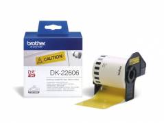 Labeltape Brother DK-22606 62mmx15,24m sort p&aring; gul filmtape