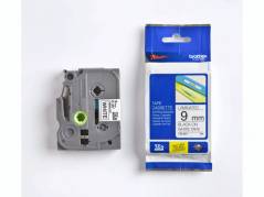 Labeltape Brother TZe-221 9mmx8m sort p&aring; hvid lamineret