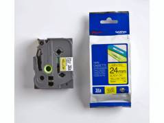 Labeltape Brother TZe-651 24mmx8m sort p&aring; gul lamineret