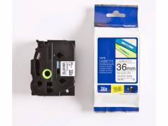Labeltape Brother TZe-261 36mmx8m sort p&aring; hvid lamineret