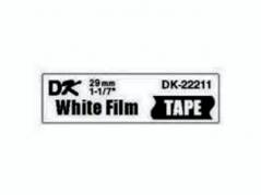 Label Brother hvid DK-22211 29mmx15,24m sort p&aring; hvid filmtape