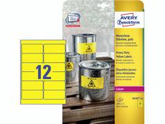 Laseretiket Avery st&aelig;rk gul 99,1x42,3mm 12stk/ark 20ark/pak