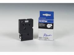 Labeltape Brother TC201 12mmx7,7mm sort p&aring; hvid lamineret