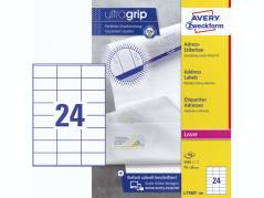 Laseretiket Avery 70x36mm 24/ark 100ark/pak L7180