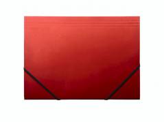 Kartonmappe Q-Line A4 rød m/3 klapper & elastik blank
