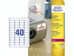 Laseretiket Avery ekstra kl&aelig;b hvid 45,7x25,4mm L6140-20