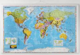 Plakat verdenskort lamineret 1370x890mm - på engelsk