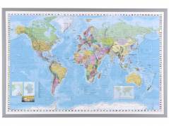 Indrammet verdenskort 60x90cm - på engelsk
