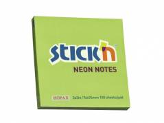 Notes Stick'N NEON grøn 76x76mm 100blade