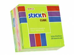 Notes Stick'N Mini Cube gr&oslash;n/neon pastel 51x51mm 250blade