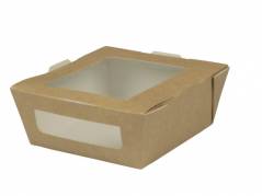 Take Away bakke 11x12x4,5cm 450ml brun m/rude 200stk/pak