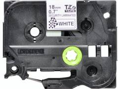 Labeltape Brother TZe-SE4 18mmx8m sort p&aring; hvid sikkerhedstape