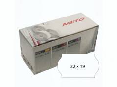 Etiket Meto 32x19mm hvid permanent kl&aelig;b lim 2 1000stk/rul