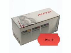 Etiket Meto 26x16mm neon r&oslash;d permanent lim 2 1200stk/rul