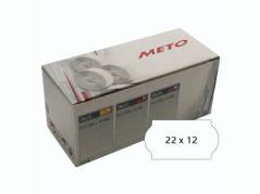Etiket Meto 22x12mm hvid permanent lim 2 1500stk/rul