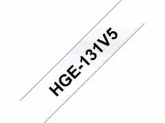 Labeltape Brother HGe-131V5 12mmx8m sort p&aring; klar 5stk/pak