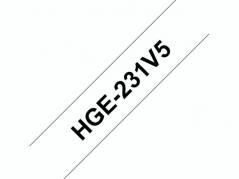 Labeltape Brother HGe-231V5 12mmx8m sort p&aring; hvid 5stk/pak