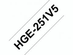 Labeltape Brother HGe-251V5 24mmx8m sort p&aring; hvid 5stk/pak