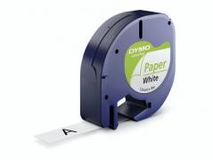 Labeltape DYMO LetraTAG 12mmx4m papirtape hvid