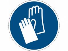 Påbudsskilt Handsker påbudt Ø43cm 0,2mm aftagelig blå