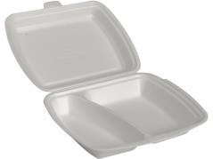 Termoboks Abena Gastro 2-rums 400/270ml m/h&aelig;ngslet l&aring;g hvid XPS 24x20x7cm 125stk/pak