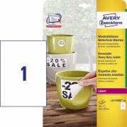 Laseretiket Avery vandfaste aftagelige 210x297mm