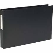 Ringordner A3* tværformat 4DR på kort side m/etiket sort 