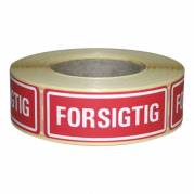 Etiket m/tekst Forsigtig 24x66mm 500stk/rul