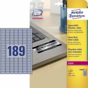Etiket laser L6008-20 sølv polyester 25.4x10 mm 