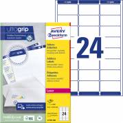 Laseretiket Avery 63,5x33,9mm 24/ark 100ark/pak L7159