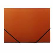 Kartonmappe Q-Line A4 orange m/3 klapper & elastik blank