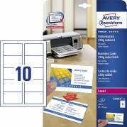 Visitkort Avery laser satin 220g 250/pak C32016-25