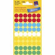 Etiket Avery ass. farver Ø12mm 3088 270stk/pak 