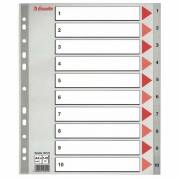Register A4 Maxi 1-10 grå PP m/forblad 