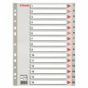 Register Ess. A4 1-15 grå PP plast m/forblad 