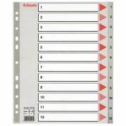 Register A4 Maxi 1-12 grå PP m/forblad 