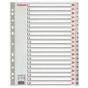 Register A4 Maxi 1-20 grå PP m/forblad 