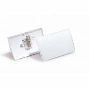 Navneskilt CLICK FOLD m/nål og klemme 54x90mm klar