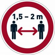 Påbudsskilt Hold afstand Ø43cm 0,2mm aftagelig rød